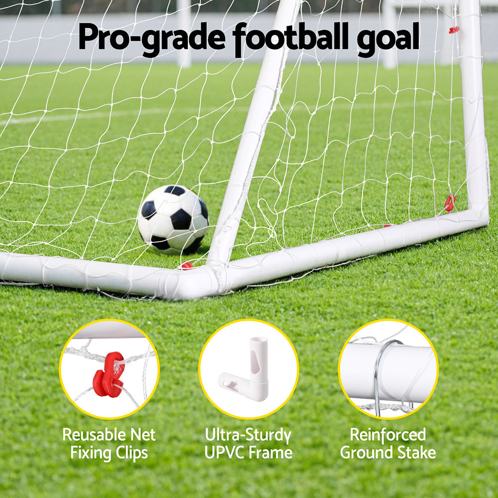 Everfit 8FT Soccer Football Goal Net UPVC Frame with PE Mesh Weatherproof Portable Goals for Backyard SN-B-8FT-WH