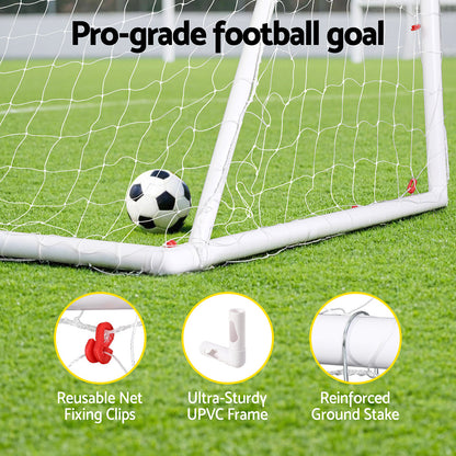 Everfit 8FT Soccer Football Goal Net UPVC Frame with PE Mesh Weatherproof Portable Goals for Backyard SN-B-8FT-WH
