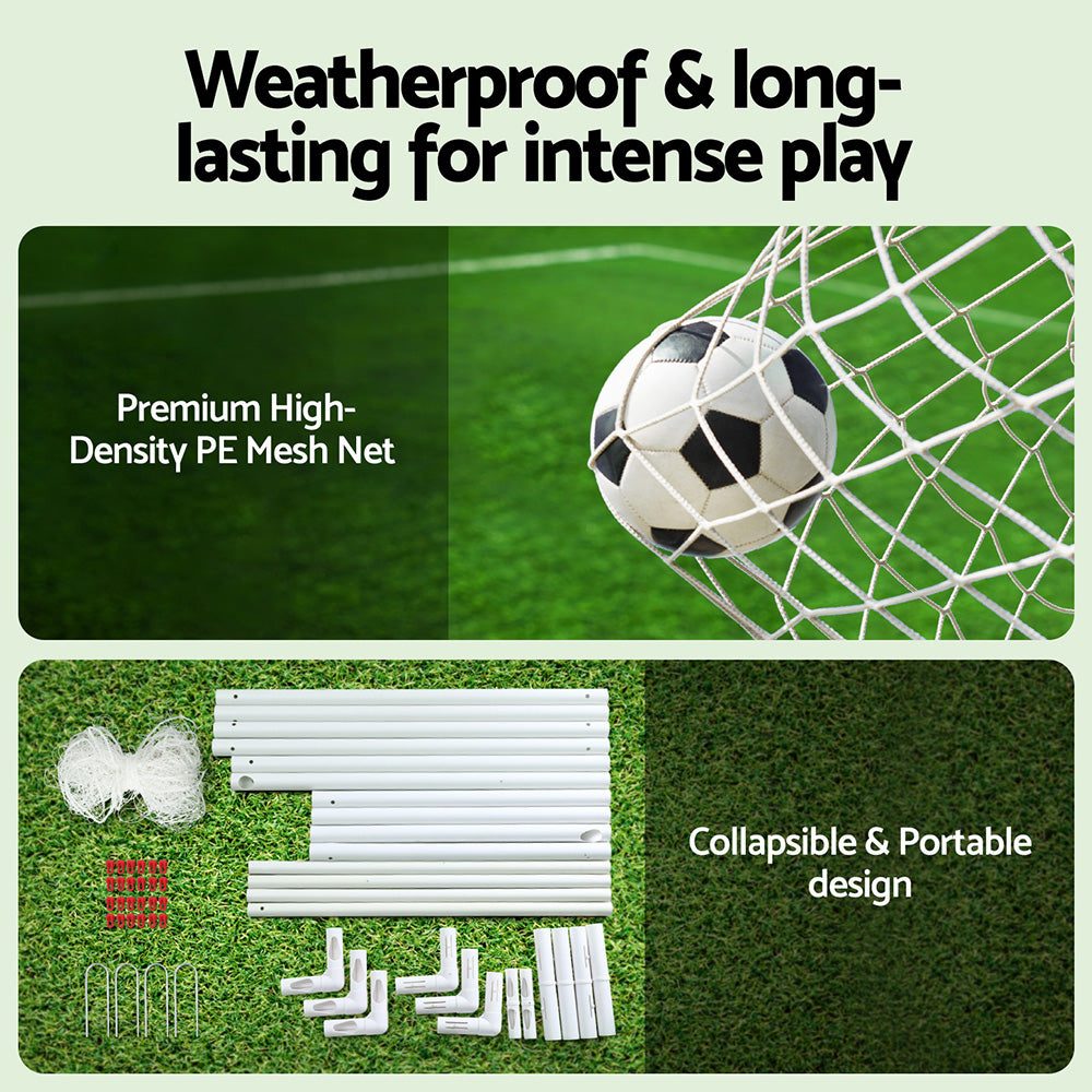 Everfit 8FT Soccer Football Goal Net UPVC Frame with PE Mesh Weatherproof Portable Goals for Backyard SN-B-8FT-WH