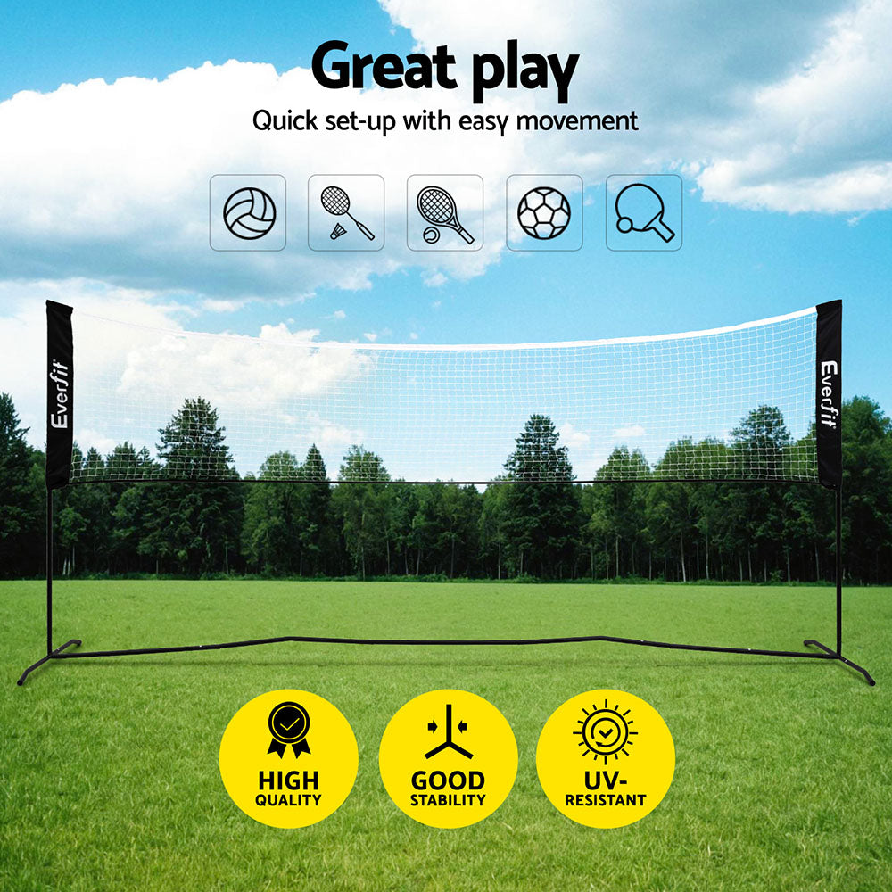 Everfit 3.6M Badminton Tennis Net Portable Volleyball Kit Adjustable Height SN-B-PB-BK