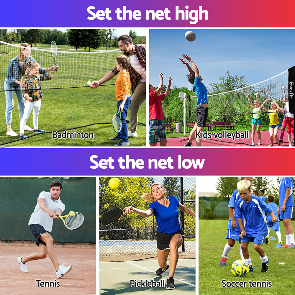 Everfit 3.6M Badminton Tennis Net Portable Volleyball Kit Adjustable Height SN-B-PB-BK