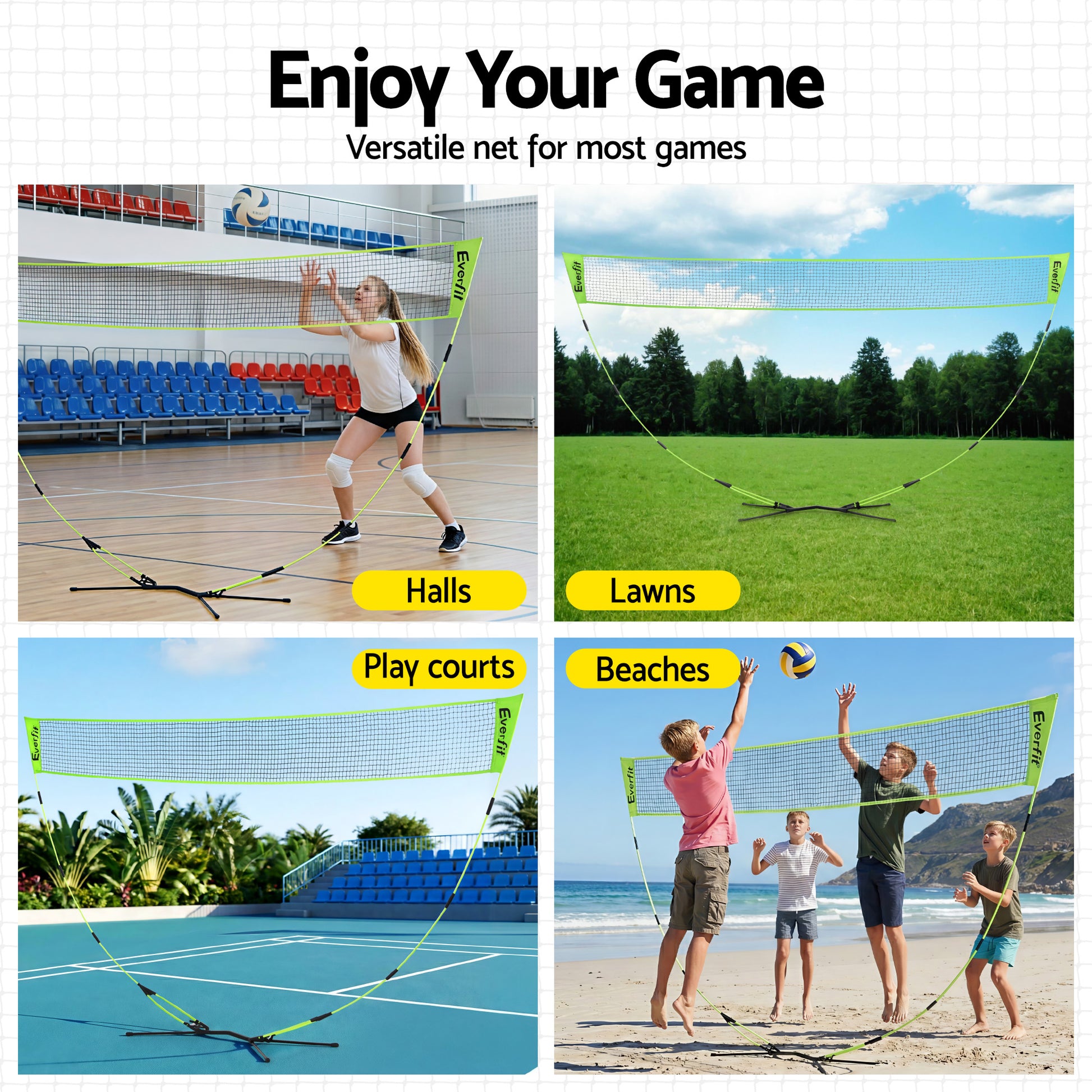Everfit 3M Badminton Tennis Net Portable Volleyball Kit Yellow SN-B-PB-YE