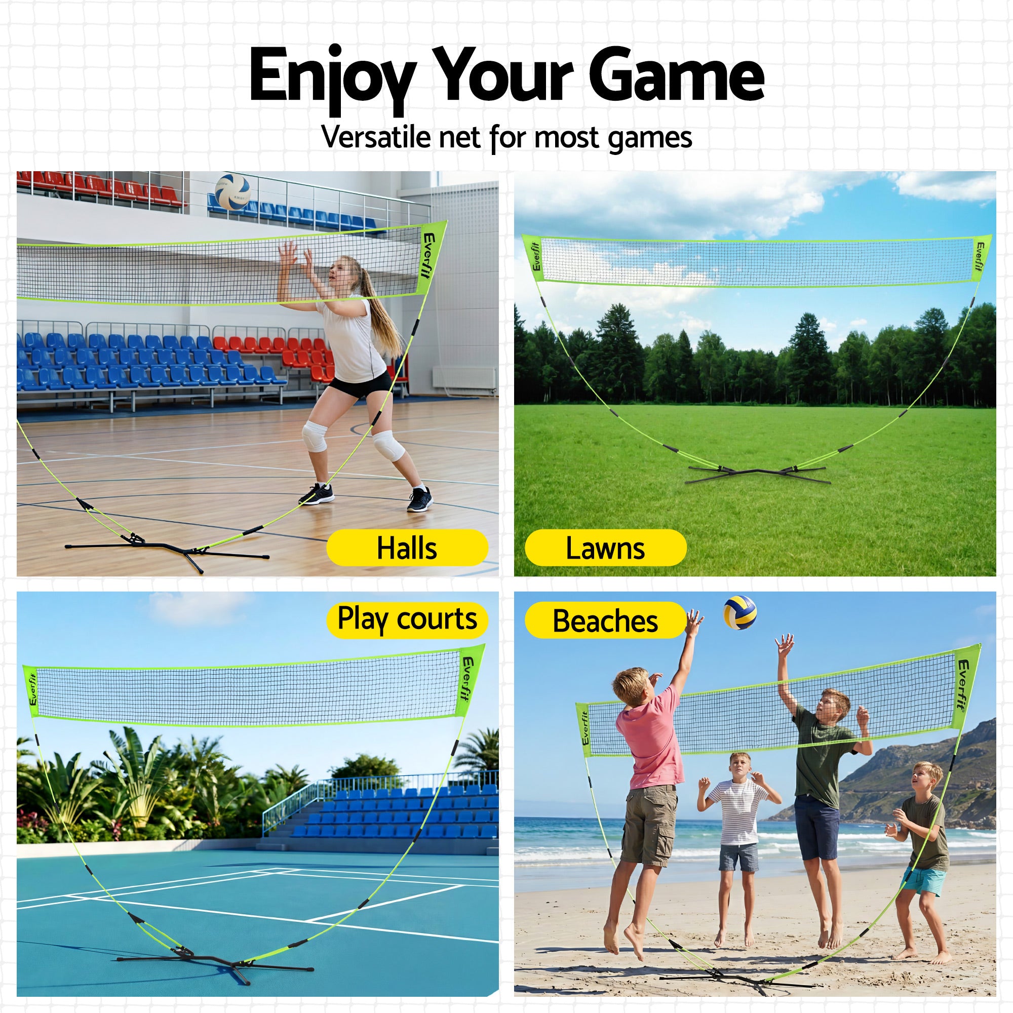 Everfit 3M Badminton Tennis Net Portable Volleyball Kit Yellow SN-B-PB-YE