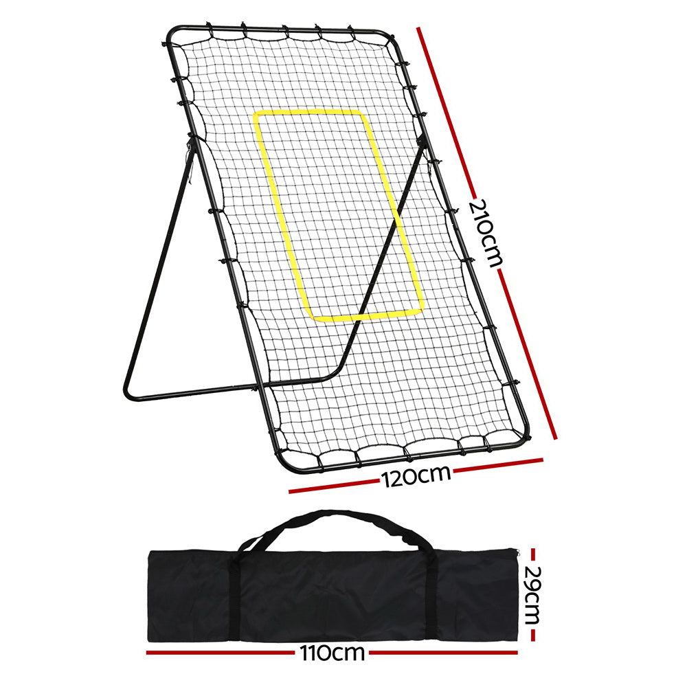 Everfit 7ft 2.1M Volleyball Net Football Baseball Goal Netting with Frame Angle Adjustable Rebounder SN-B-VLB-7FT-BK