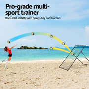 Everfit 7ft 2.1M Volleyball Net Football Baseball Goal Netting with Frame Angle Adjustable Rebounder SN-B-VLB-7FT-BK