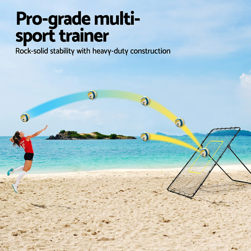 Everfit 7ft 2.1M Volleyball Net Football Baseball Goal Netting with Frame Angle Adjustable Rebounder SN-B-VLB-7FT-BK