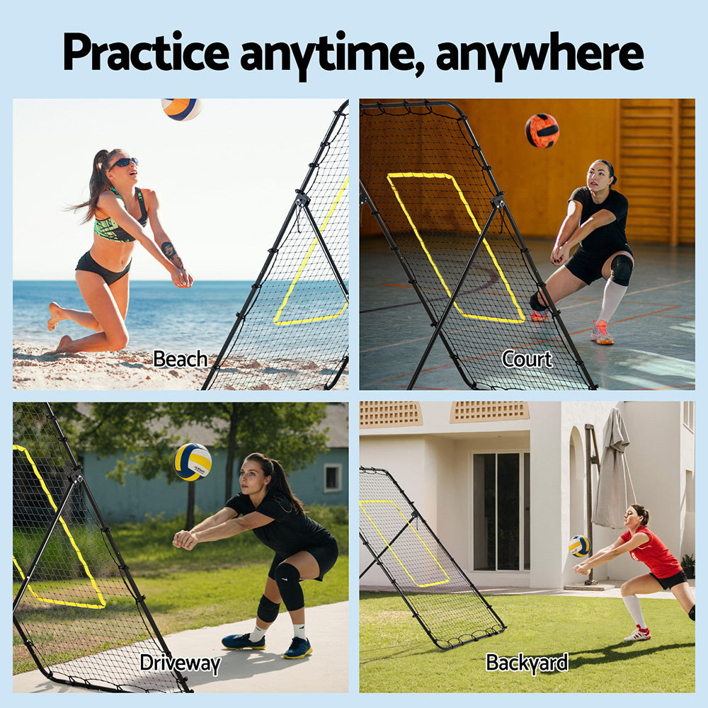 Everfit 7ft 2.1M Volleyball Net Football Baseball Goal Netting with Frame Angle Adjustable Rebounder SN-B-VLB-7FT-BK