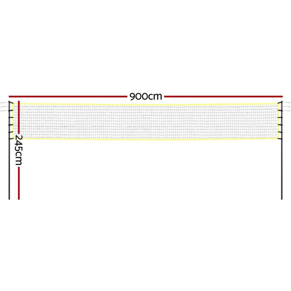 Everfit 9M Portable Volleyball Net Set with Ball Boundary Lines Badminton Tennis SN-B-VLB-9M-YE