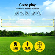 Everfit 9M Portable Volleyball Net Set with Ball Boundary Lines Badminton Tennis SN-B-VLB-9M-YE