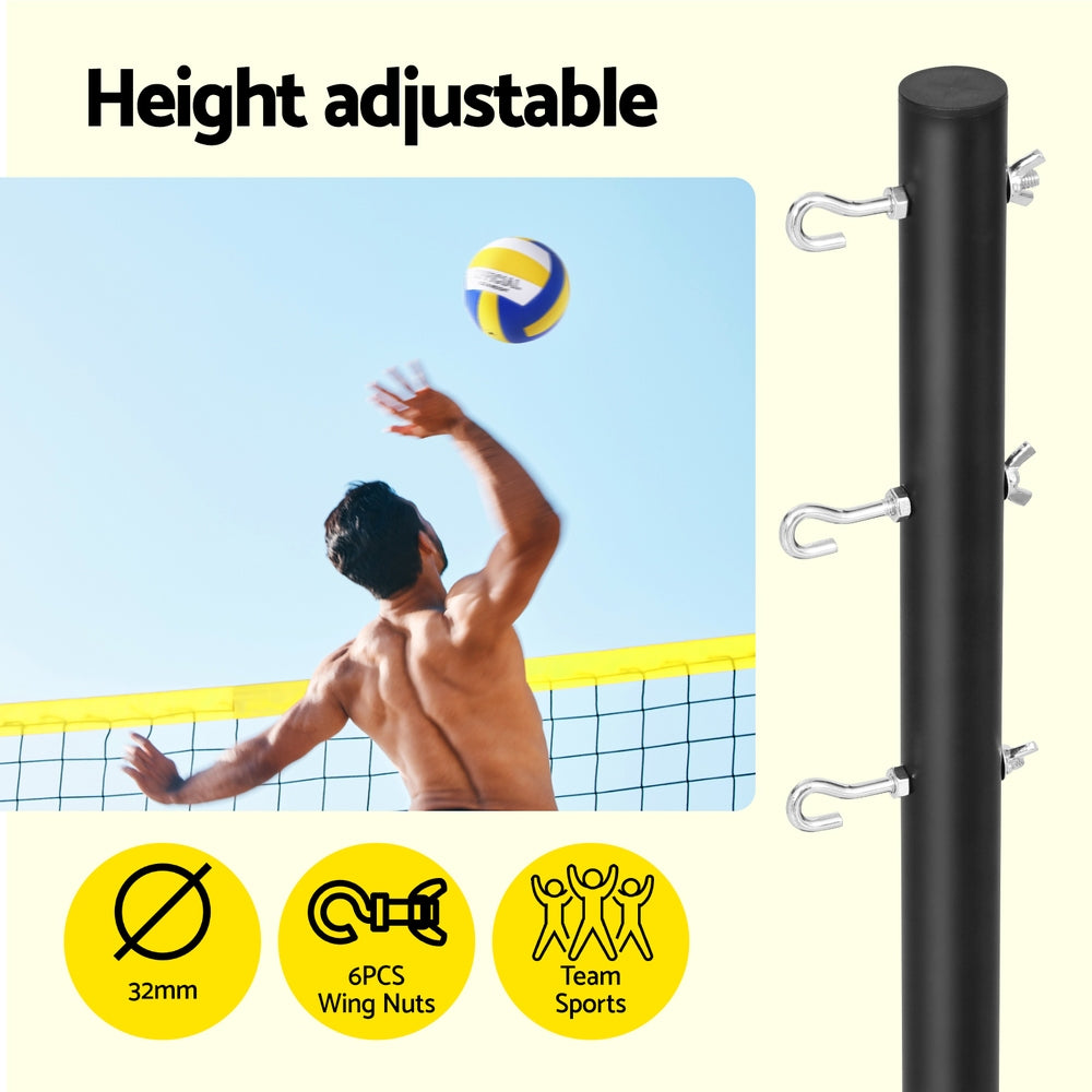 Everfit 9M Portable Volleyball Net Set with Ball Boundary Lines Badminton Tennis SN-B-VLB-9M-YE