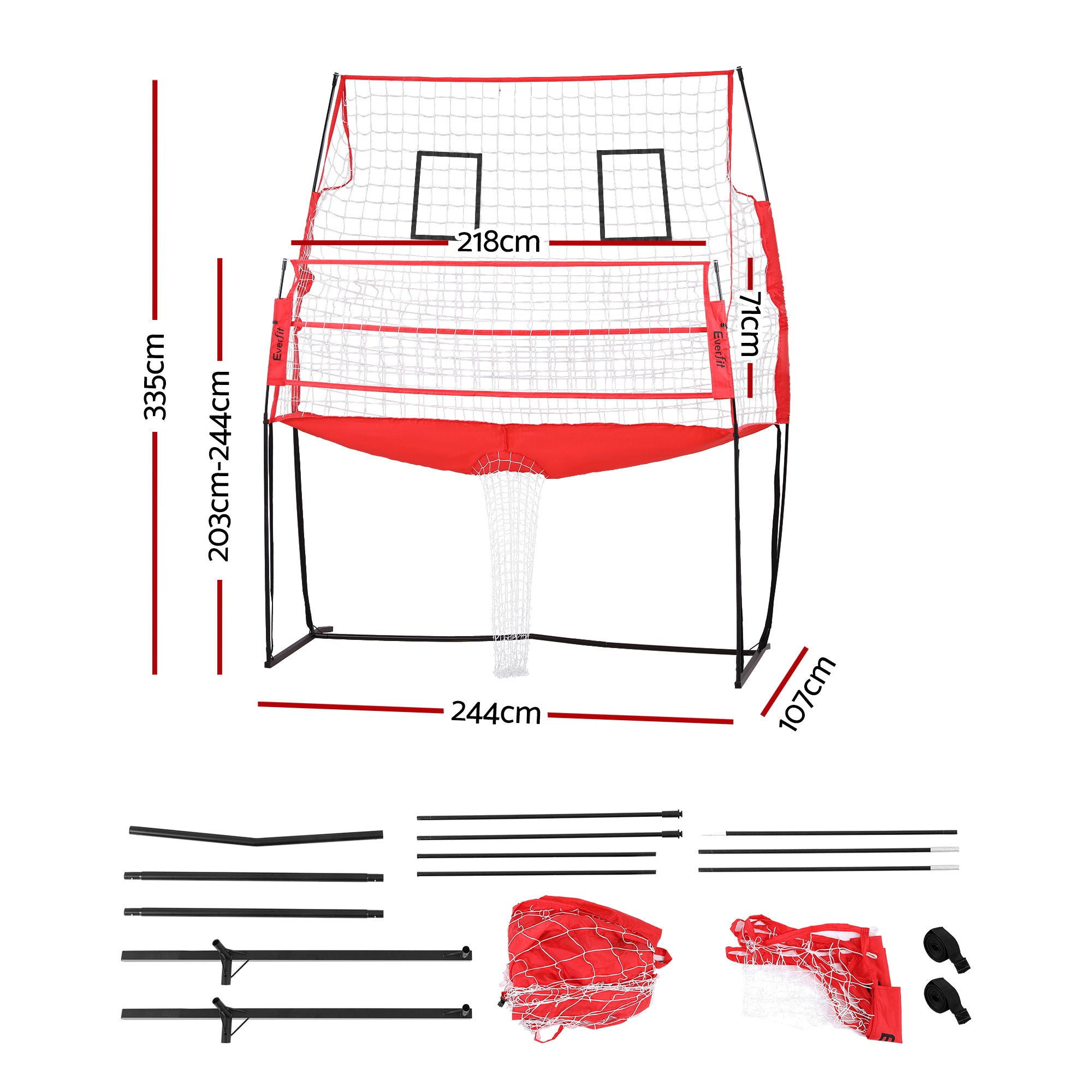 Everfit 8ft Volleyball Net Training Equipment Adjustable Height Portable with Ball and Bag SN-B-VLB-FS-RE