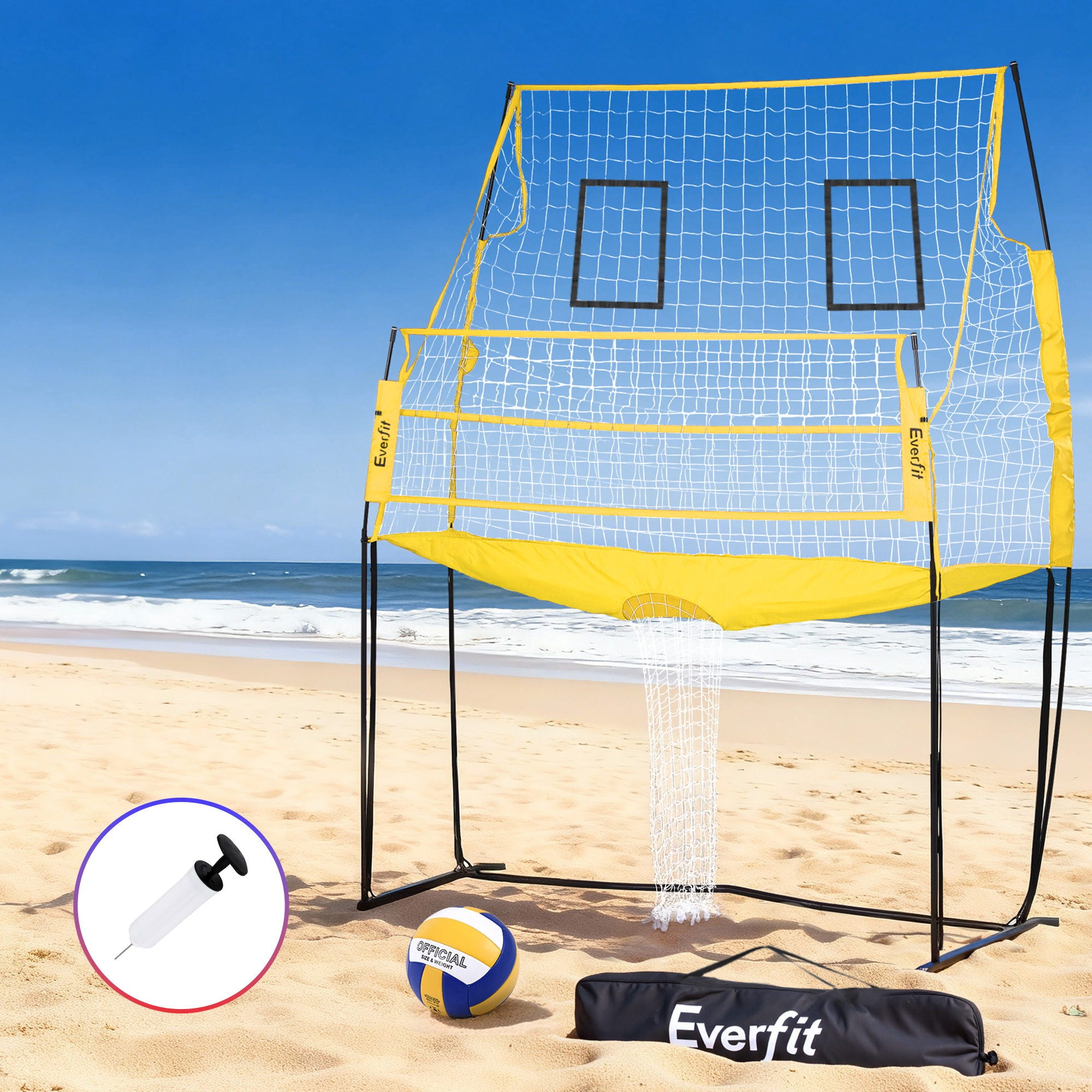 Everfit 8ft Volleyball Net Free-standing Adjustable Height Portable with Ball and Bag SN-B-VLB-FS-YE