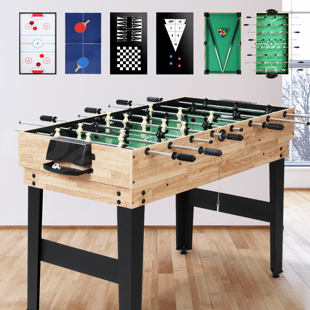 10-in-1 Games Table Soccer Foosball Pool Table Tennis Air Hockey Chess Cards SOCCER-4T-121-10IN