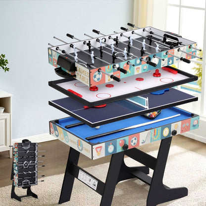 4-in-1 Soccer Table Foldable Game Foosball Table Tennis Pool Hockey SOCCER-4T-121-4IN-FOLD