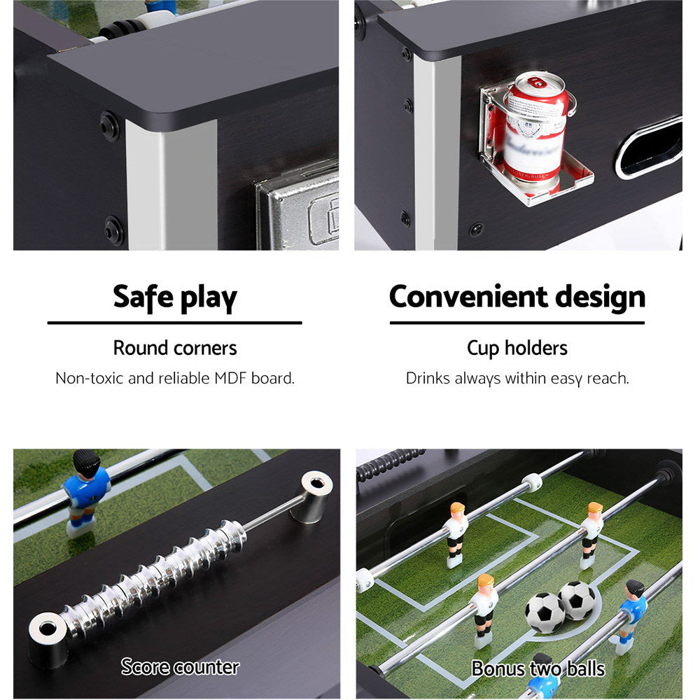 5FT Soccer Table Foosball Football Game Home Family Party Gift Playroom Black SOCCER-5F-140-AB