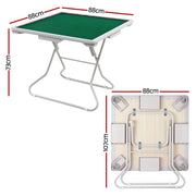 Folding Mahjong Table for Home with 4 Drawers and Cup Holders Green SOCCER-88MJ-FOLD-WH
