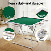 Folding Mahjong Table for Home with 4 Drawers and Cup Holders Green SOCCER-88MJ-FOLD-WH