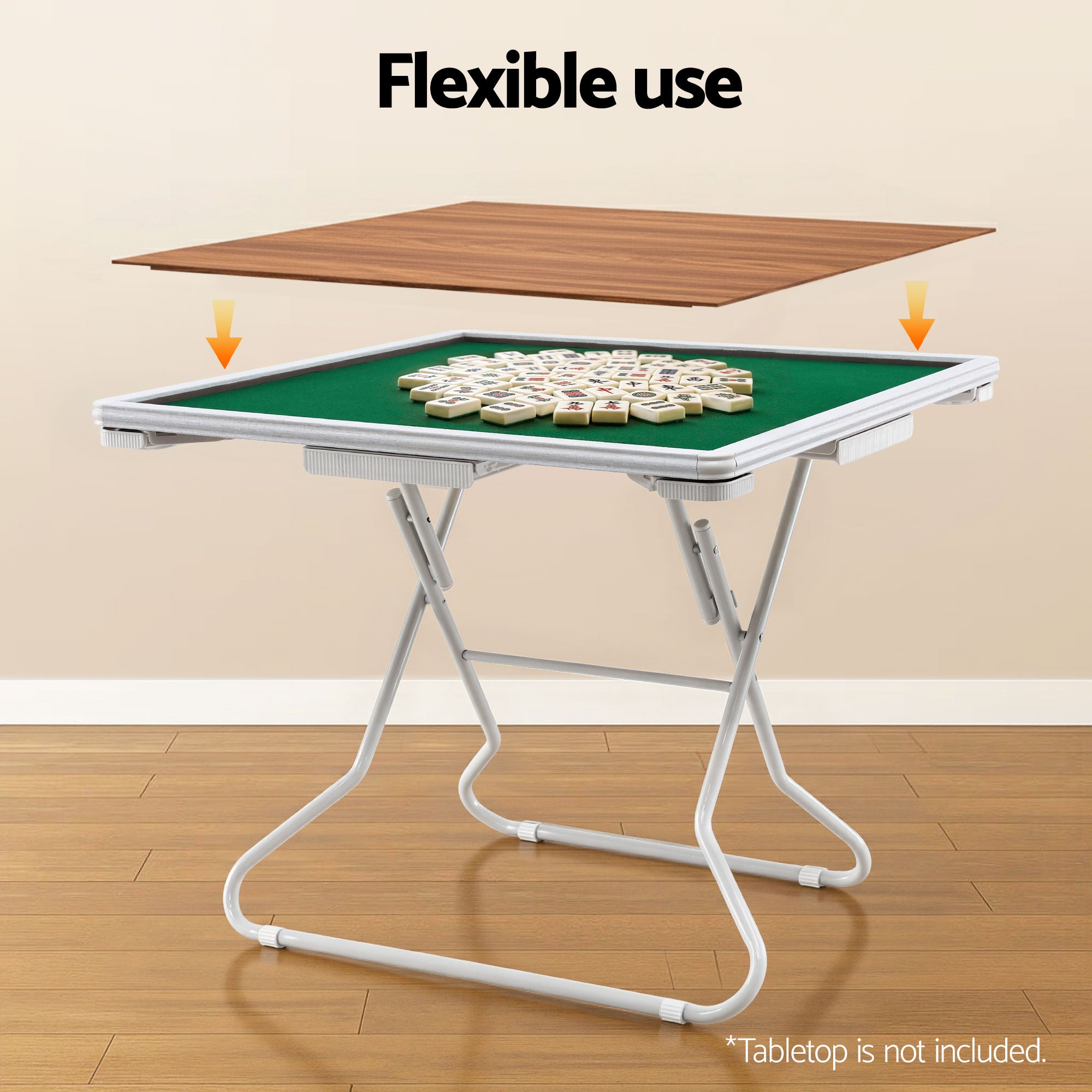 Folding Mahjong Table for Home with 4 Drawers and Cup Holders Green SOCCER-88MJ-FOLD-WH