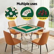 Folding Mahjong Table for Home with 4 Drawers and Cup Holders Green SOCCER-88MJ-FOLD-WH
