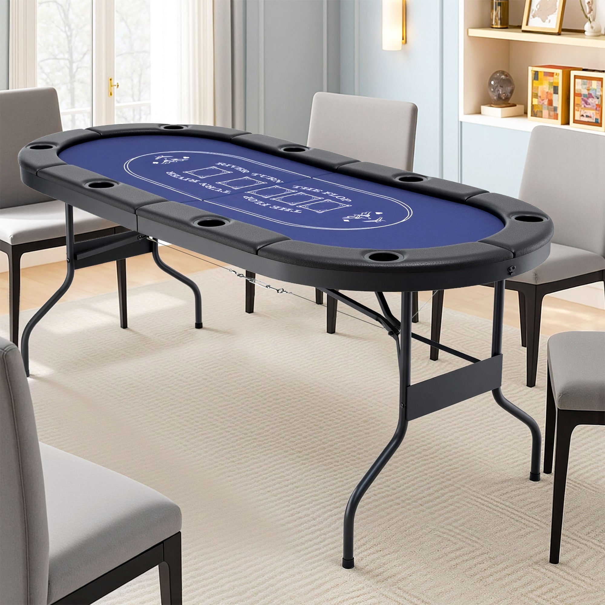 Poker Table Top Folding Poker Table 8 Player 183cm SOCCER-8POK-FOLD-BL