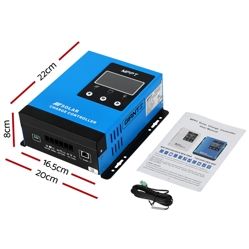 Giantz 40A MPPT Solar Charge Controller Auto 12V/24V/36V/48V Battery Regulator SOLAR-CC4-1248-40A-BU