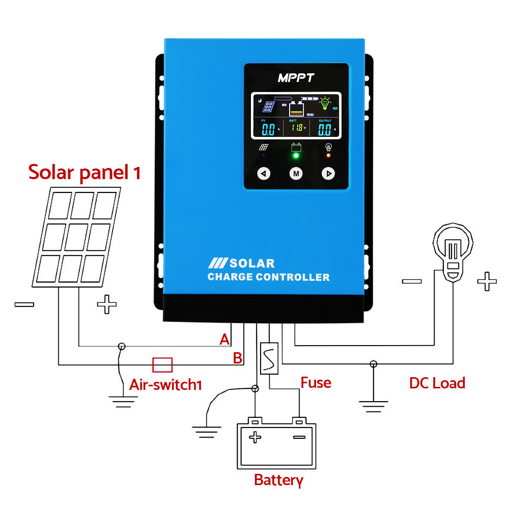 Giantz 40A MPPT Solar Charge Controller Auto 12V/24V/36V/48V Battery Regulator SOLAR-CC4-1248-40A-BU