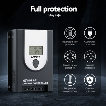 Giantz 50A MPPT Solar Charge Controller Auto 12V/24V Battery Regulator Bluetooth SOLAR-CC50A-GY