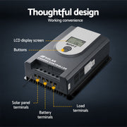 Giantz 50A MPPT Solar Charge Controller Auto 12V/24V Battery Regulator Bluetooth SOLAR-CC50A-GY