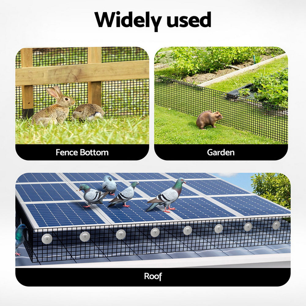 Gardeon 20cm x 30M Solar Panel Bird Guard Mesh Critter Guard Roll Kit with Rust-Proof PVC Coating SOLAR-MESH-30M-BK