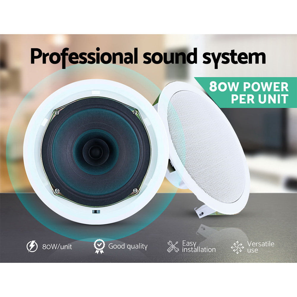 2 x 6" In Ceiling Speakers Home 80W Speaker Theatre Stereo Outdoor Multi Room SPK-CEILING-MSR127