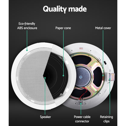 Giantz 6 Inch Ceiling Speakers In Wall Speaker Home Audio Stereos Tweeter 4pcs SPK-CEILING-MSR127X2