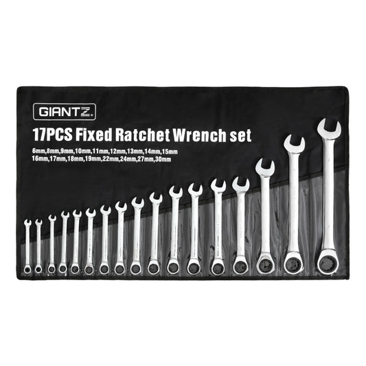 Giantz 17pcs Ratchet Spanner Set Metric 6MM-30MM SPN-630-OE17-SL