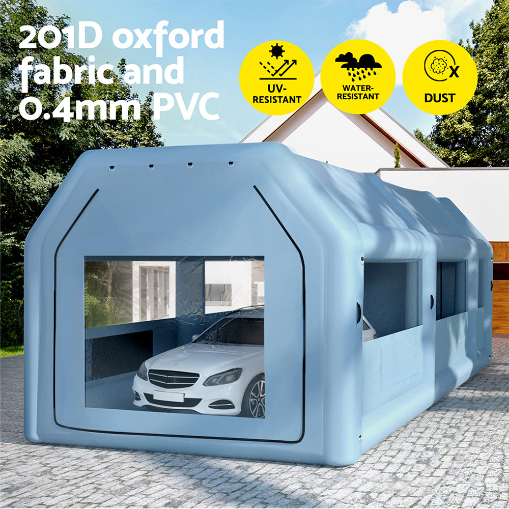 Giantz Inflatable Spray Booth 10X5M Car Paint Tent Filter System 2 Blowers SPRAY-BOOTH-10X5-BL-ABC
