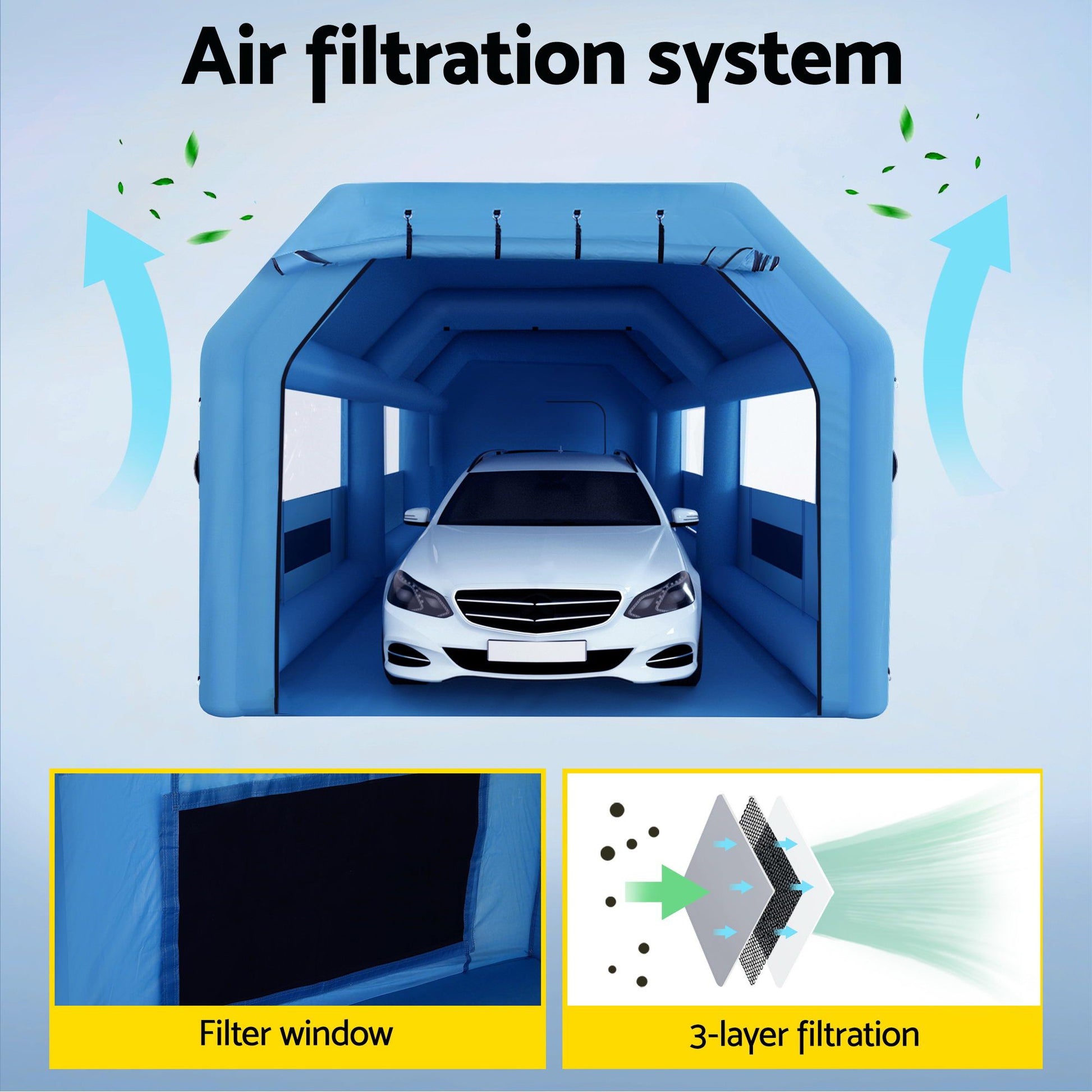 Giantz Inflatable Spray Booth Car Paint Tent 1000X500X350cm 2 Blowers Filter Mobile Garage Workstation SPRAY-BOOTH-10X5-NB-ABC