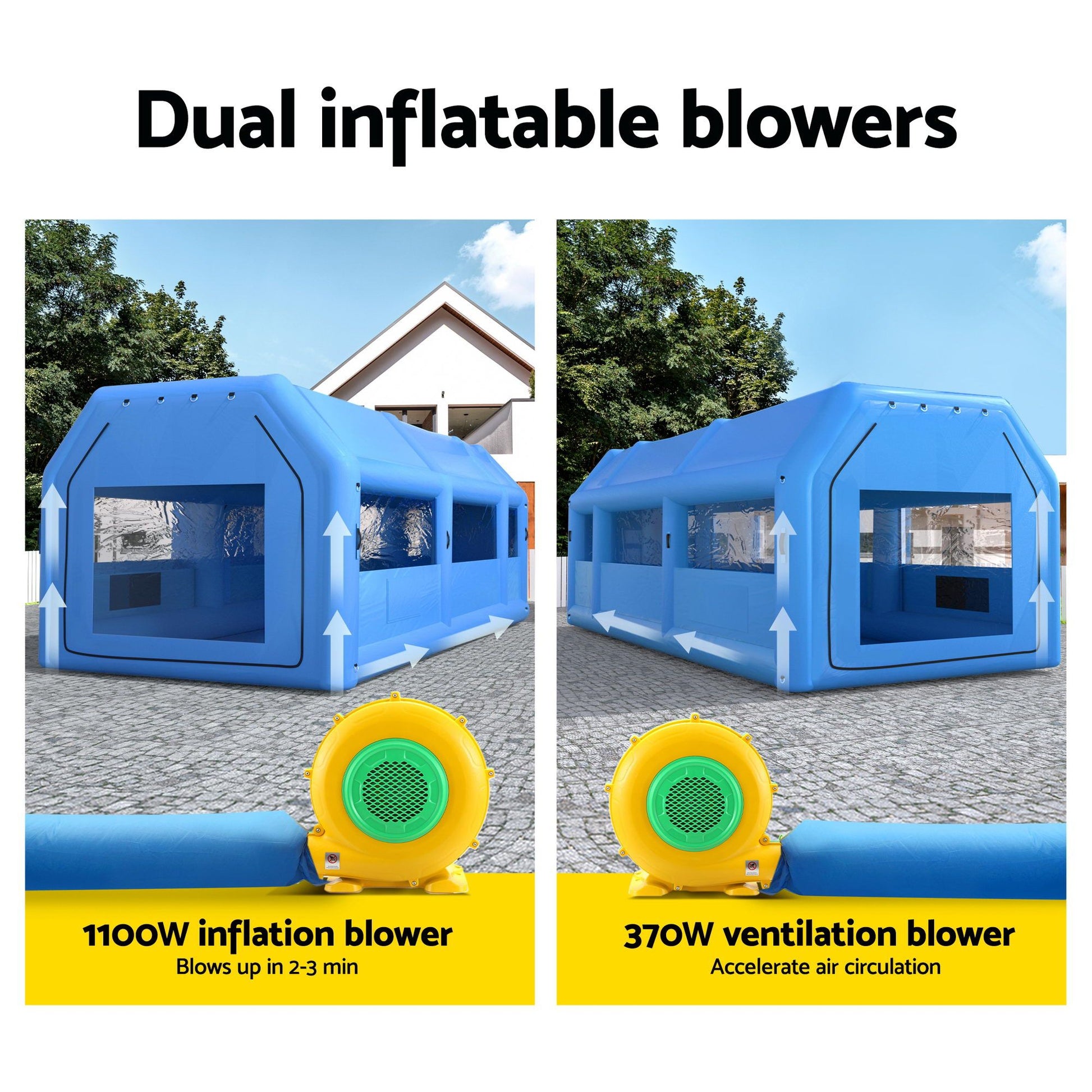 Giantz Inflatable Spray Booth Car Paint Tent 1000X500X350cm 2 Blowers Filter Mobile Garage Workstation SPRAY-BOOTH-10X5-NB-ABC