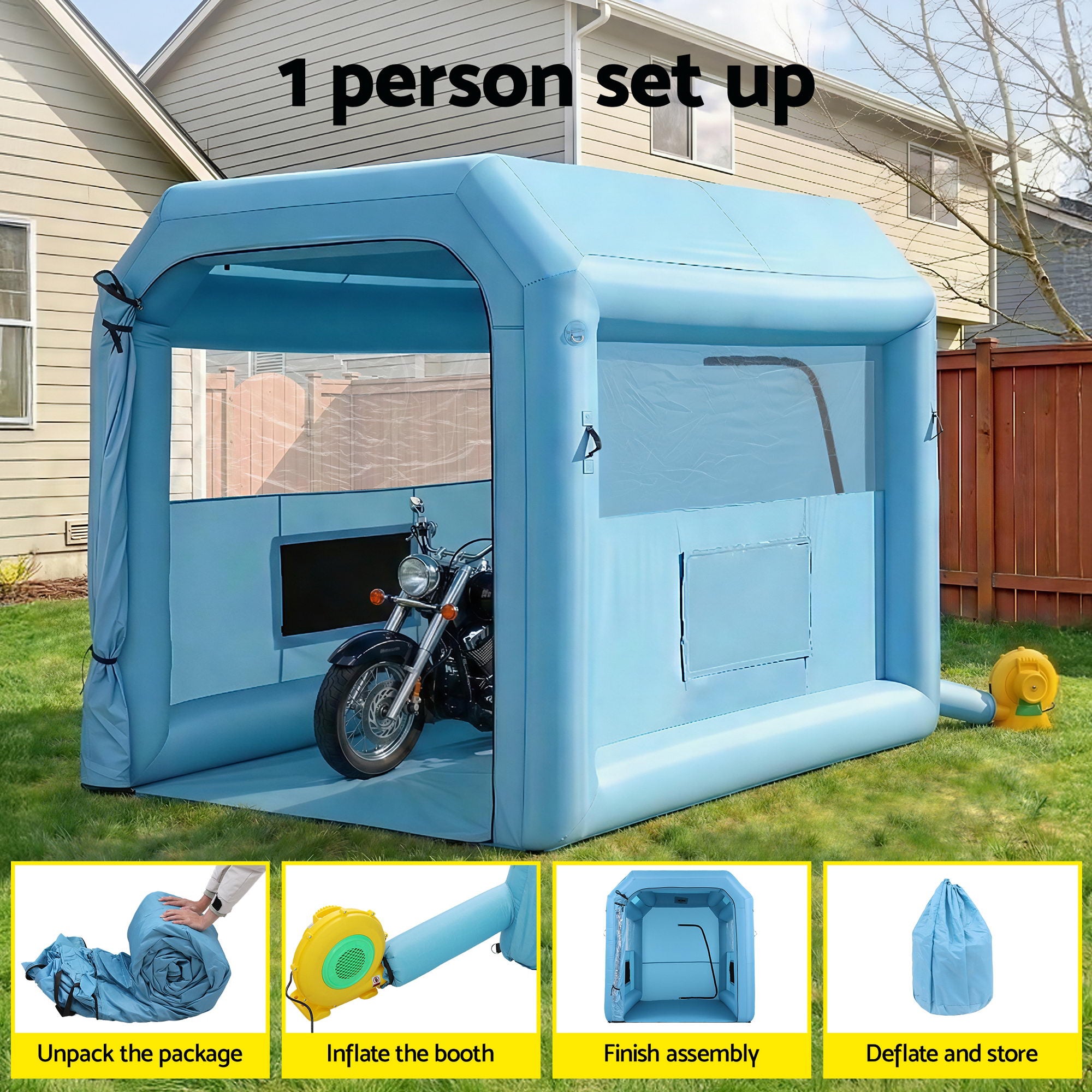 Giantz Inflatable Paint Booth 2.5X2.5X3M Inflatable Spray Booth with 550W Powerful Blower and Air Filter SPRAY-BOOTH-3X2.5-BL