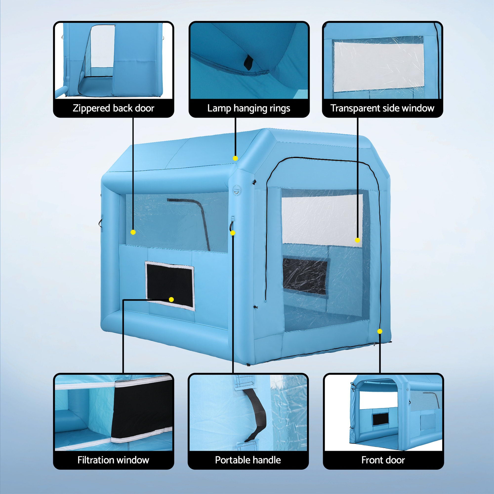 Giantz Inflatable Paint Booth 2.5X2.5X3M Inflatable Spray Booth with 550W Powerful Blower and Air Filter SPRAY-BOOTH-3X2.5-BL