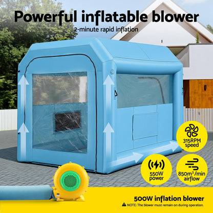 Giantz Inflatable Paint Booth 2.5X2.5X3M Inflatable Spray Booth with 550W Powerful Blower and Air Filter SPRAY-BOOTH-3X2.5-BL