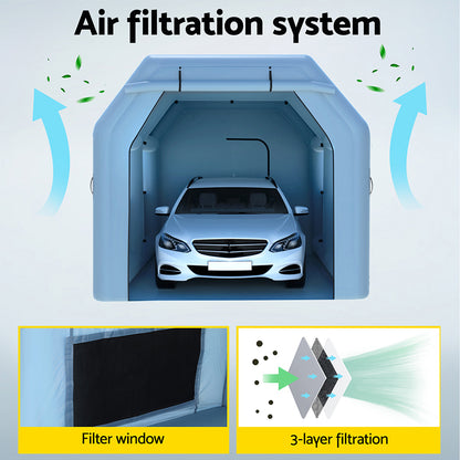 Giantz Inflatable Spray Booth 4X3M Car Paint Tent Filter System Blower SPRAY-BOOTH-4X3-BL