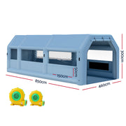 Giantz Inflatable Spray Booth 8.5X4.6M Car Paint Tent Filter System 2 Blowers SPRAY-BOOTH-8.5X4.6-BL-ABC