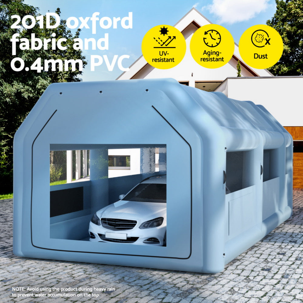 Giantz Inflatable Spray Booth 8.5X4.6M Car Paint Tent Filter System 2 Blowers SPRAY-BOOTH-8.5X4.6-BL-ABC