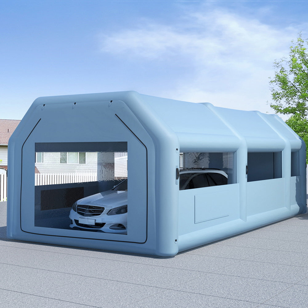 Giantz Inflatable Spray Booth 8.5X4.6M Car Paint Tent Filter System 2 Blowers SPRAY-BOOTH-8.5X4.6-BL-ABC