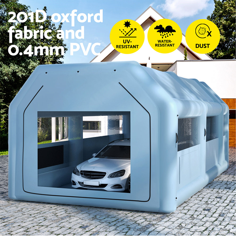 Giantz Inflatable Spray Booth 8.5X4.8M Car Paint Tent Filter System 2 Blowers SPRAY-BOOTH-8.5X4.8-BL-ABC