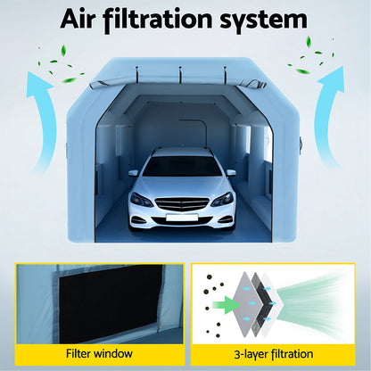 Giantz Inflatable Spray Booth 8.5X4.8M Car Paint Tent Filter System 2 Blowers SPRAY-BOOTH-8.5X4.8-BL-ABC