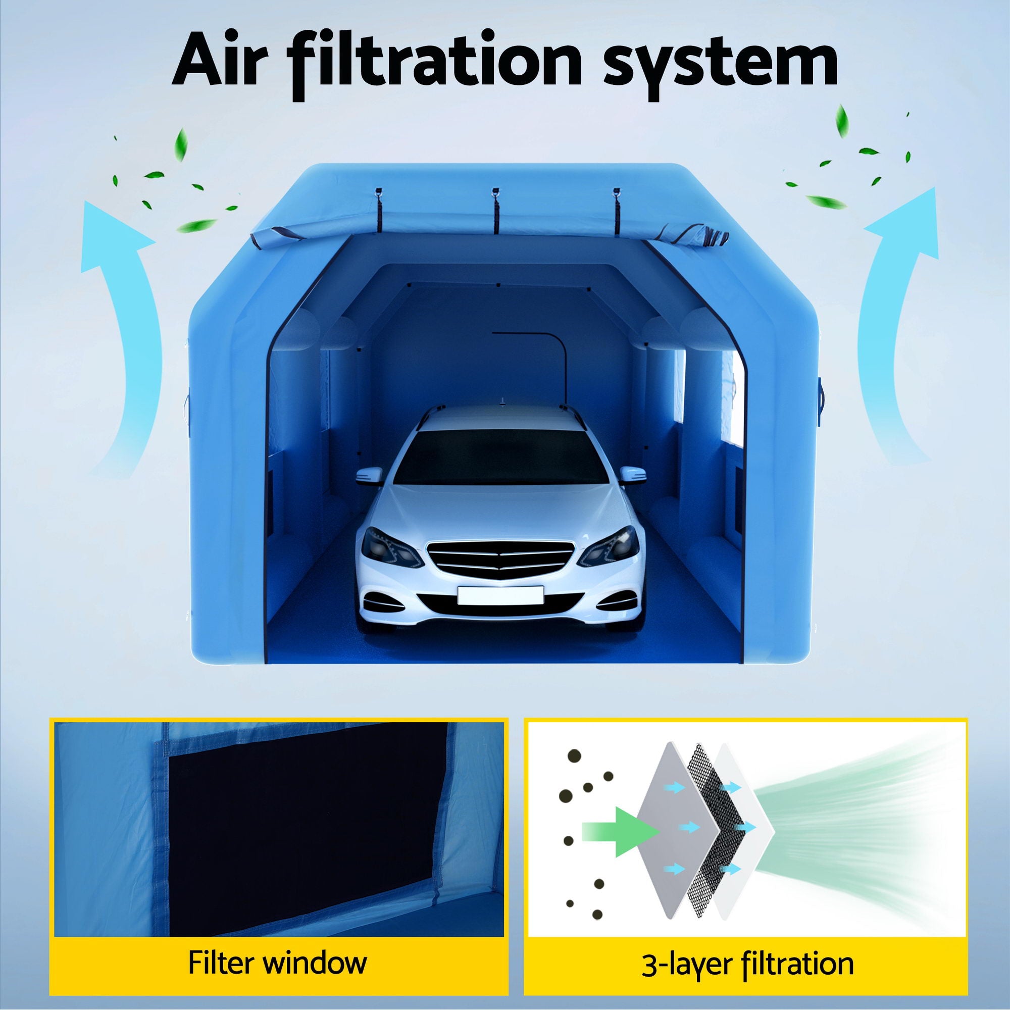 GIANTZ Inflatable Spray Booth Car Paint Tent 8.5x4.8m 2 Blowers Filter Mobile Garage Workstation SPRAY-BOOTH-8.5X4.8-NB-ABC