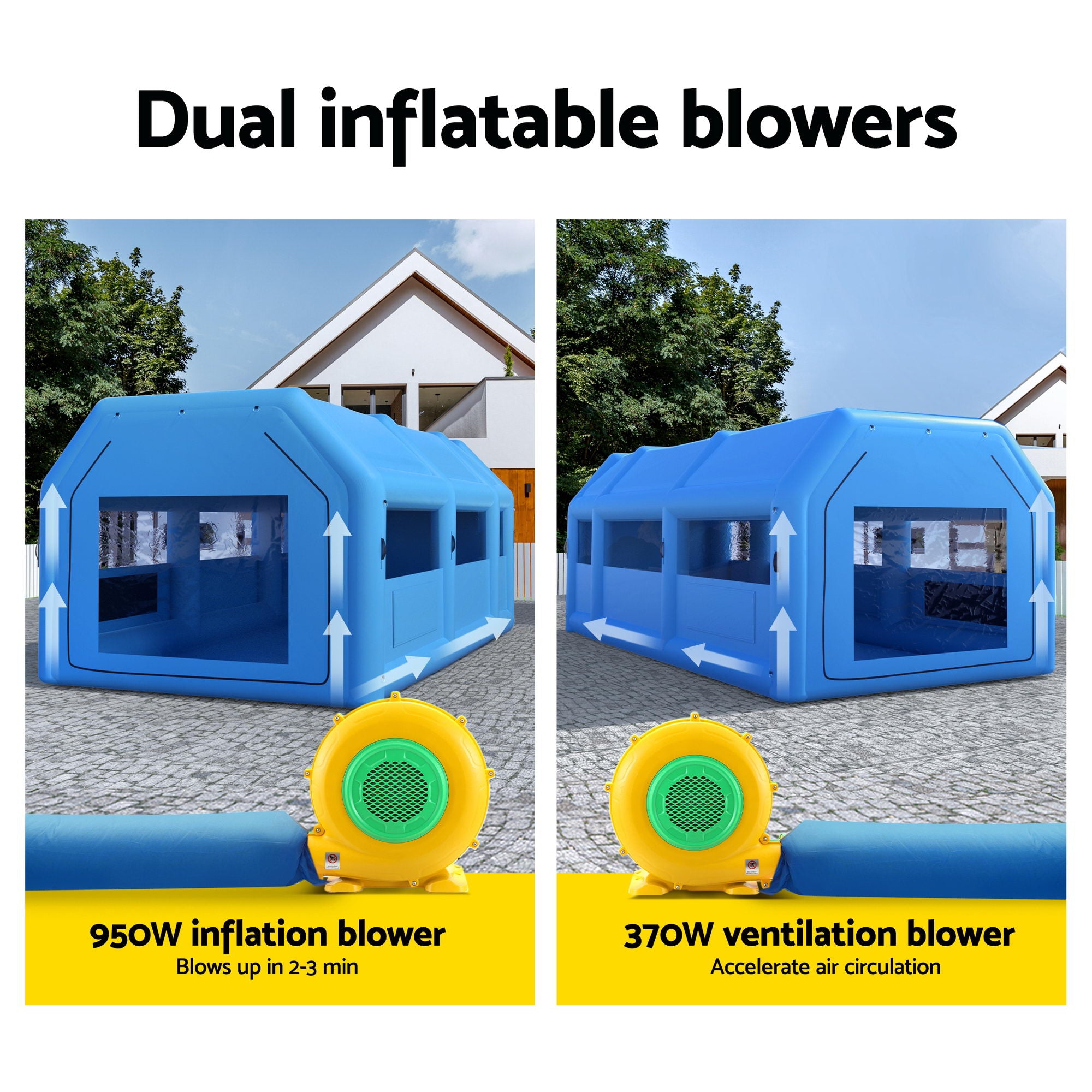 GIANTZ Inflatable Spray Booth Car Paint Tent 8.5x4.8m 2 Blowers Filter Mobile Garage Workstation SPRAY-BOOTH-8.5X4.8-NB-ABC