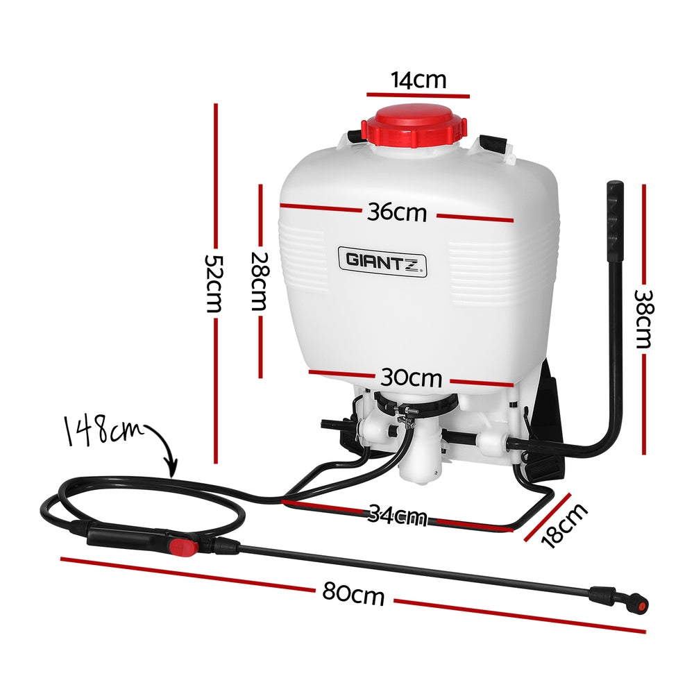 Giantz Weed Sprayer 15L Knapsack Backpack Plastic SPRAYER-15L-BACKPACK-WR-N