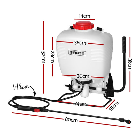 Giantz Weed Sprayer 15L Knapsack Backpack Plastic SPRAYER-15L-BACKPACK-WR-N