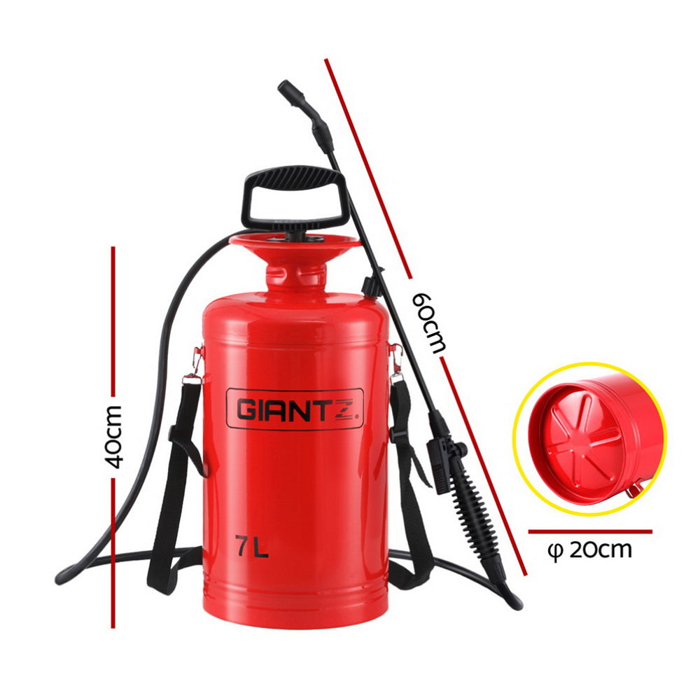Giantz Weed Sprayer Pressure 7L Shoulder Pesticide Metal SPRAYER-7L-SHOULDER-RD