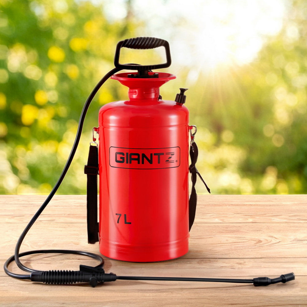 Giantz Weed Sprayer Pressure 7L Shoulder Pesticide Metal SPRAYER-7L-SHOULDER-RD